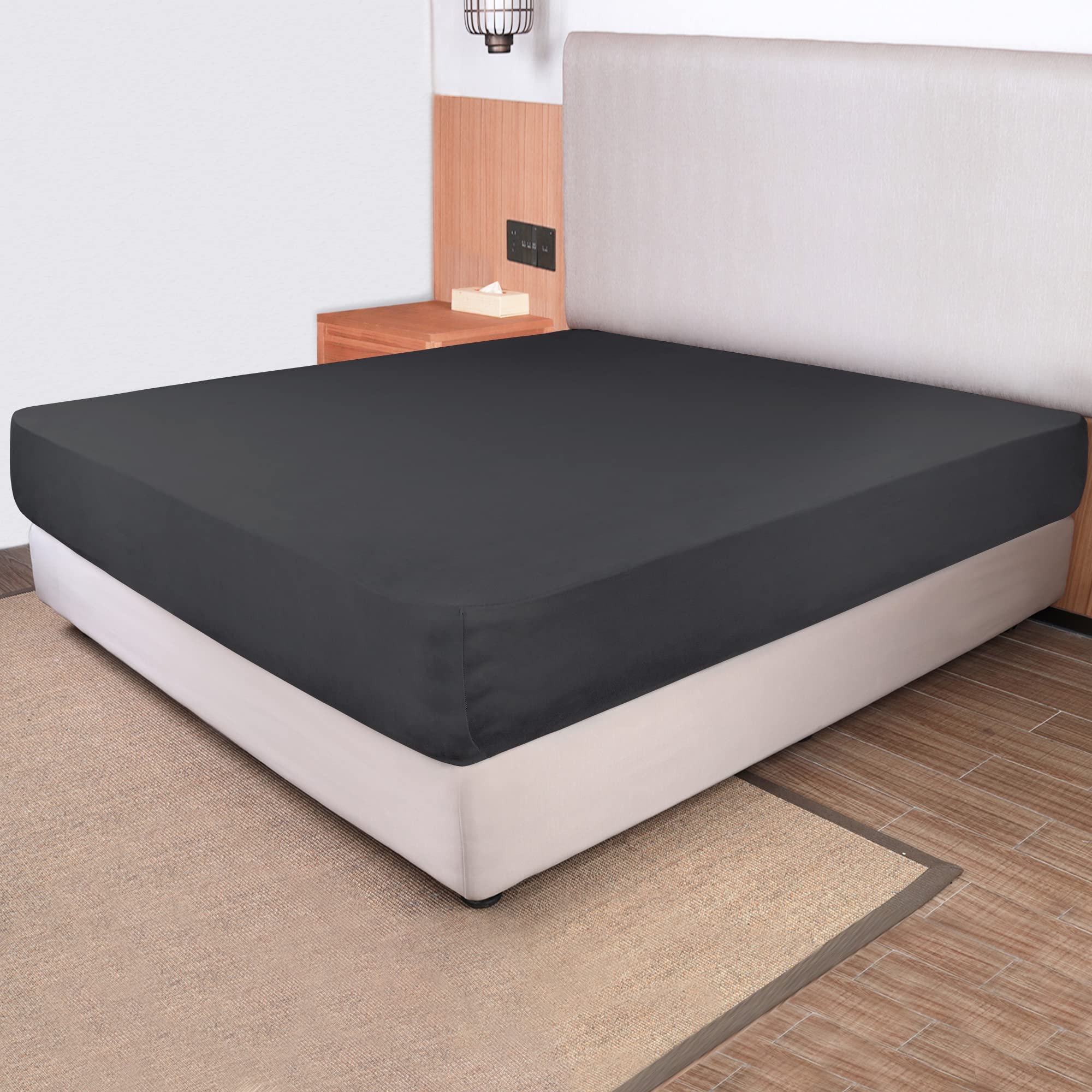 Stretch Queen Size Fitted Sheet - 4-Way Stretchy Jersey Knit, Ultra Soft T-Shirt Material, Wrinkle Free & Snug Fit for Mattresses 5