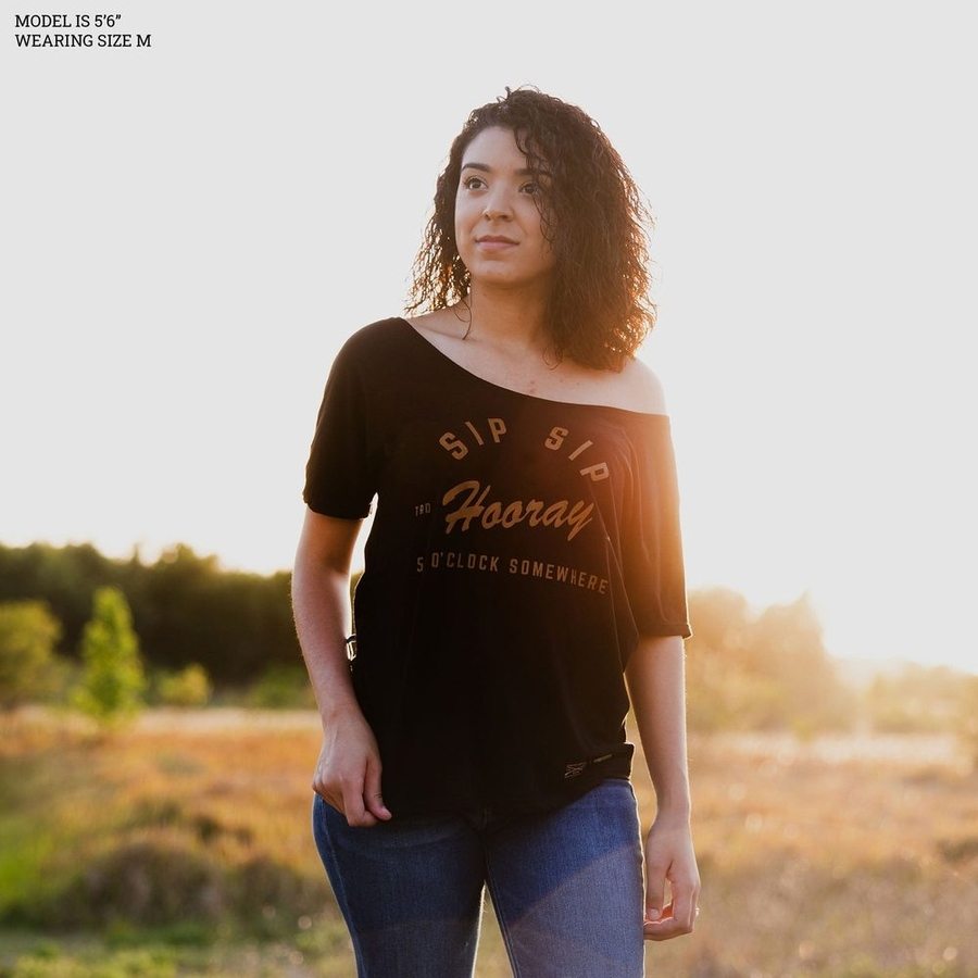 Women's Sip Sip Hooray Slouchy T-Shirt - Soft Relaxed Fit Casual Tee for Coffee Lovers & Brunch Outfits - Perfect for Weekend Hangouts and Girlfriend Gifts