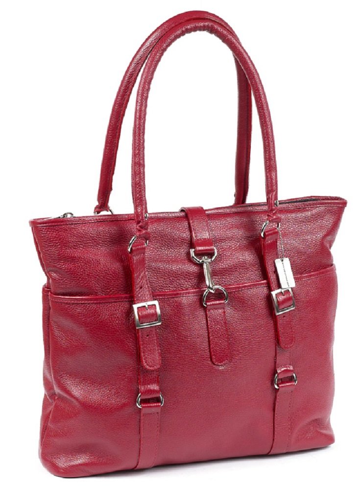 Claire Chase Women's Leather Tote Bag with Laptop Sleeve - Stylish Work Bag for Office, Travel & Everyday Use