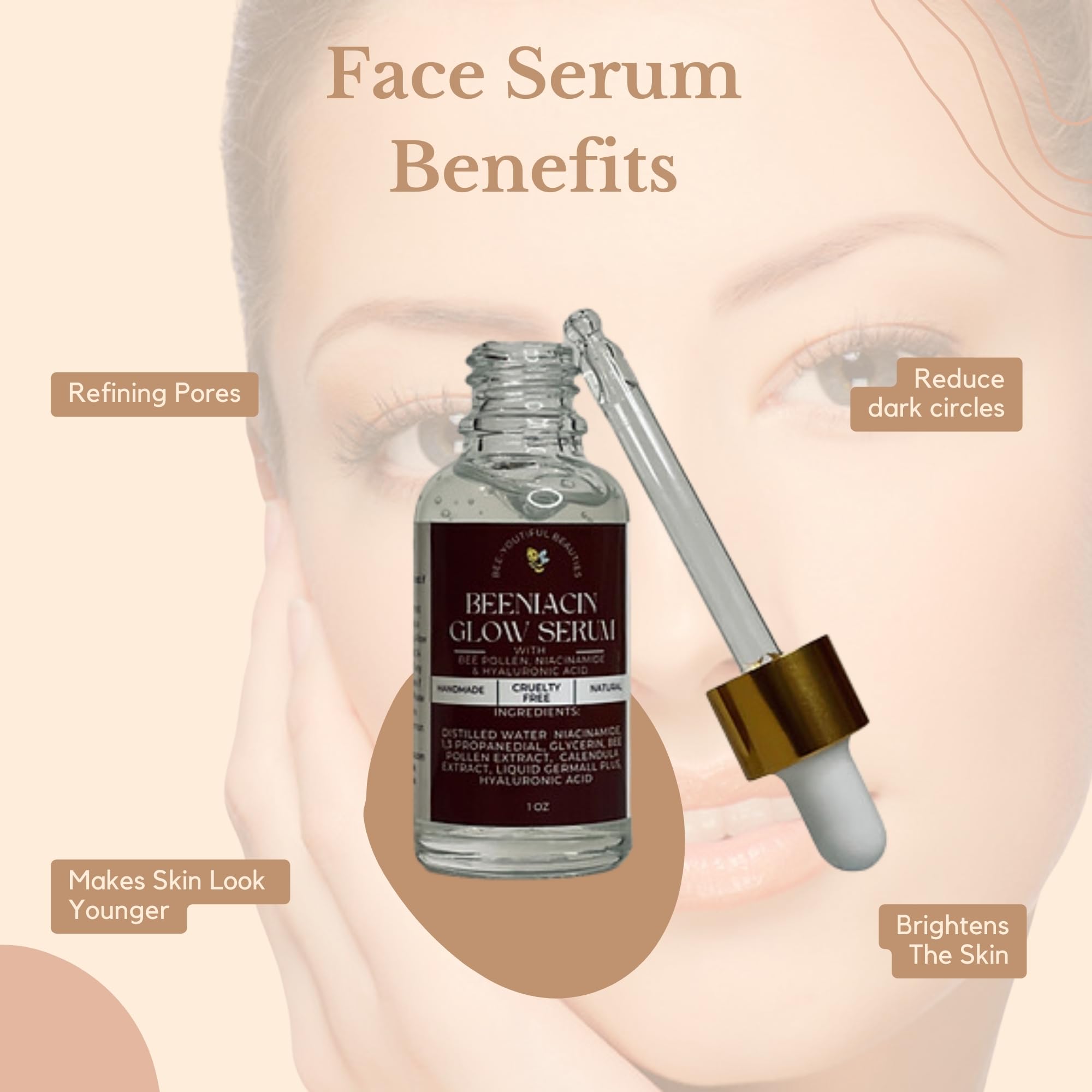 Beeniacin Glow Serum - Hydrating & Brightening Facial Moisturizer for All Skin Types | 0.5 oz | Achieve Radiant Skin for Day & Night Use