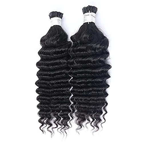 Deep Wave I-Tip Hair Extensions for Black Women | 100% Brazilian Virgin Remy Hair | 30-Inch Curly Microlink Extensions | Bulk Pack for Natural Look & Styling Versatility | Perfect for Weddings, Parties & Everyday Glam