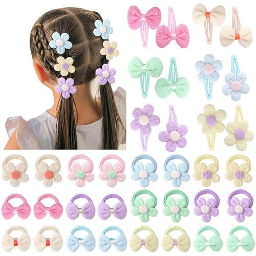 1 Set: 24 Hair Ties + 12 Hair Clips
