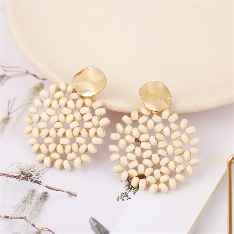 Boho Wooden Bead Drop Dangle Earrings for Women | Handmade Natural Wood Jewelry | Lightweight Statement Earrings for Casual Wear, Parties & Festivals | E9111