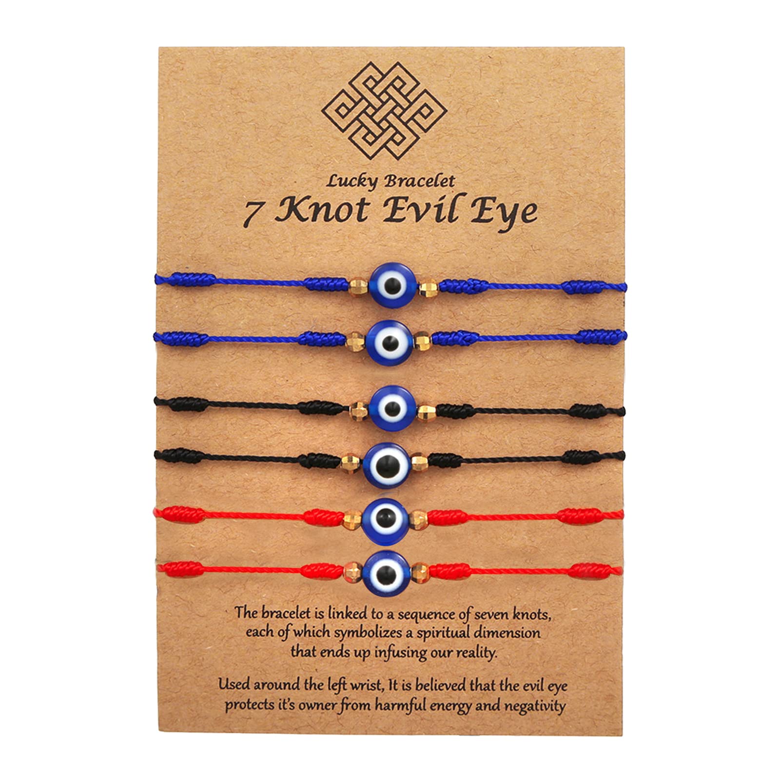 DOLLESS Evil Eye Protection Bracelet for Women, Men & Kids - Adjustable Red String Amulet Wristband for Good Luck & Positive Energy (B-6, Mixed Colors) | Spiritual Gift, Yoga Accessory & Everyday Wear