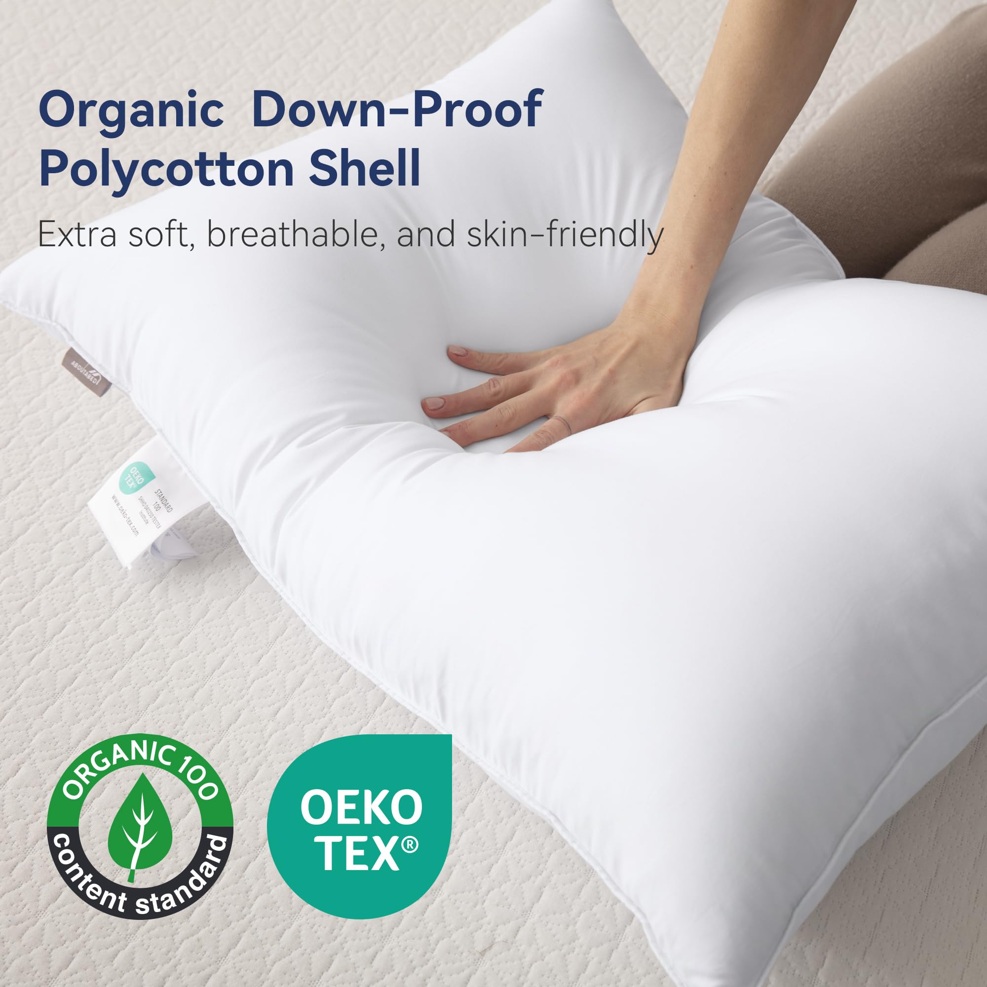 Luxury Goose Feather Down Pillows Queen Size Set of 2 - Ultra Soft Hotel Quality Bed Pillows for Side, Back & Stomach Sleepers - 20x30 Inches White Down Alternative Pillows - Perfect for Bedroom, Guest Room & Airbnb