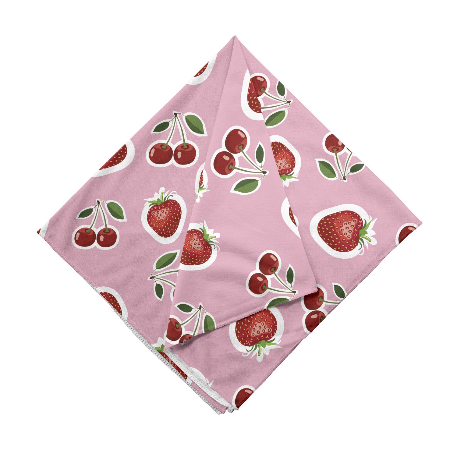 Ambesonne Fruit Bandana - Strawberry & Cherry Print Unisex Head Scarf & Neck Tie for Men & Women - Perfect for Outdoor Activities, Hiking, Music Festivals & Summer Fashion