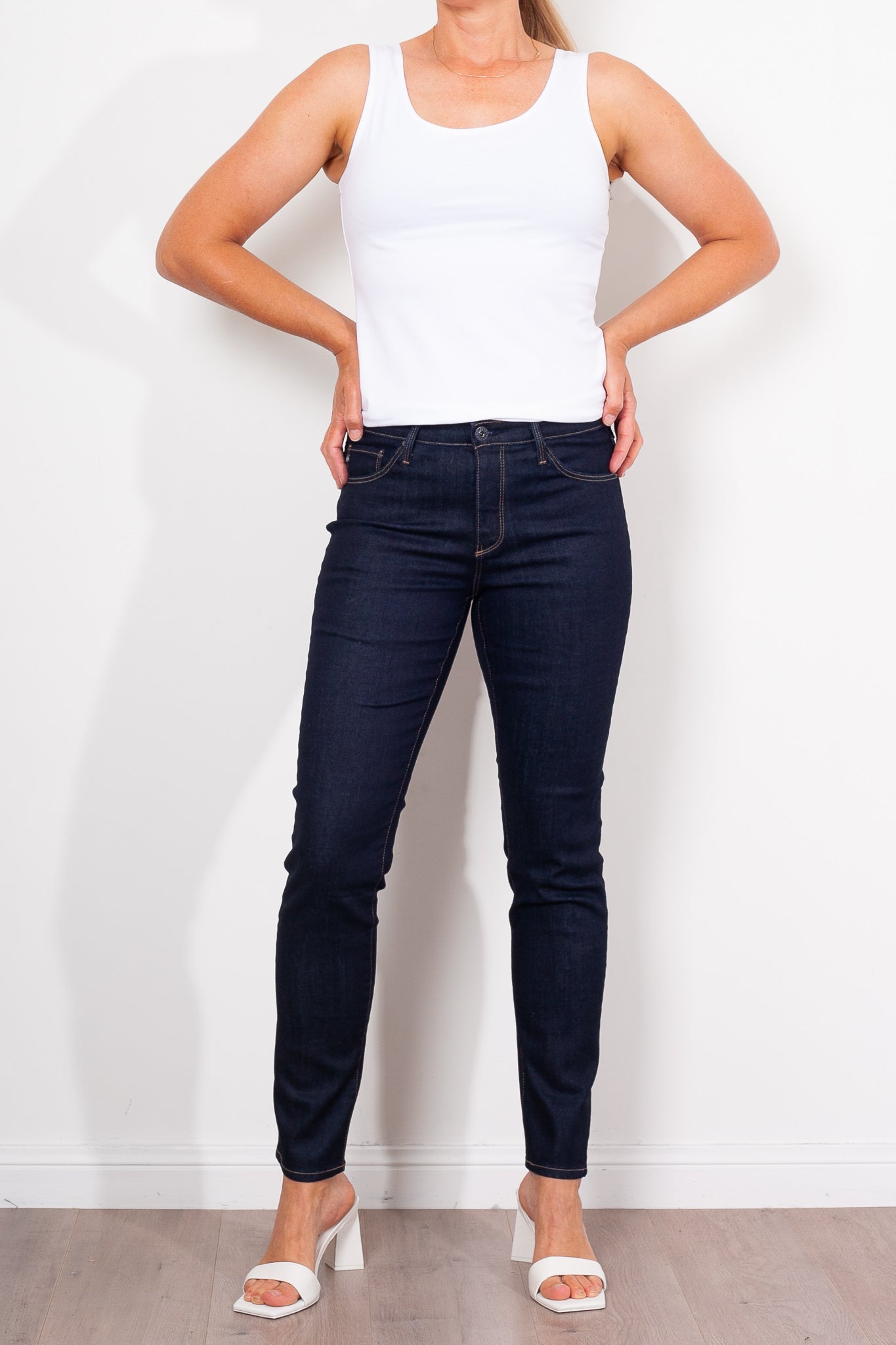 AG Jeans Prima Authentic Indigo Women's High-Rise Skinny Jeans - Perfect for Casual Wear, Date Nights & Office Outfits