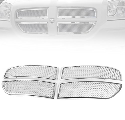 Stainless Steel Front Bumper Upper Grille Mesh Set (2pcs) - Chrome Finish for 2005-2007 Dodge Magnum - Perfect for Car Customization & Street Style Upgrades