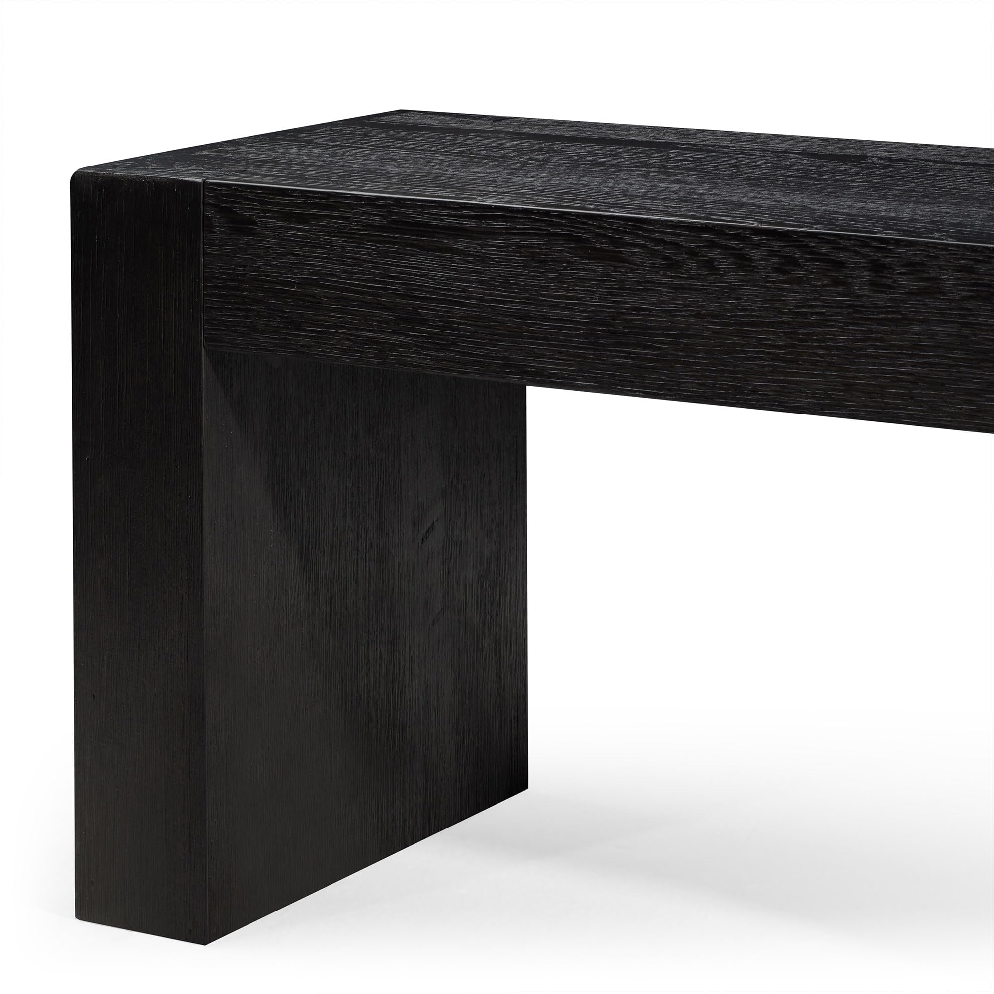 Maven Lane Zeno Contemporary Wooden Backless Bench - Modern Dining Room, Kitchen Table, Entryway, Foyer & Lobby Seating in Weathered Black Finish - Perfect for Small Spaces, Hallway Decor & Farmhouse Style Homes