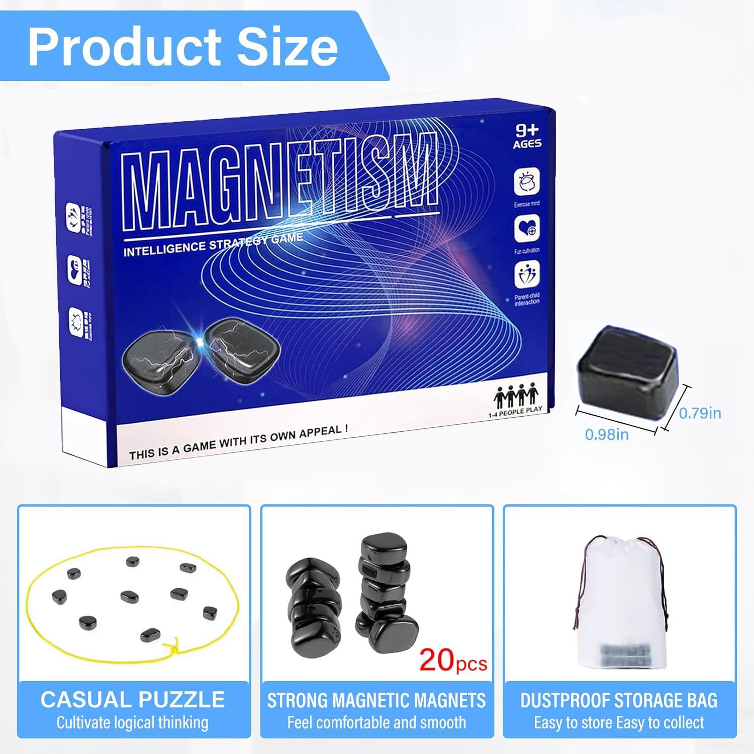 2024 New Magnetic Chess Game Set with Stones - Fun Tabletop Multiplayer Magnetic Chess Board Game for Kids & Adults - Perfect for Travel, Camping, and Family Game Nights
