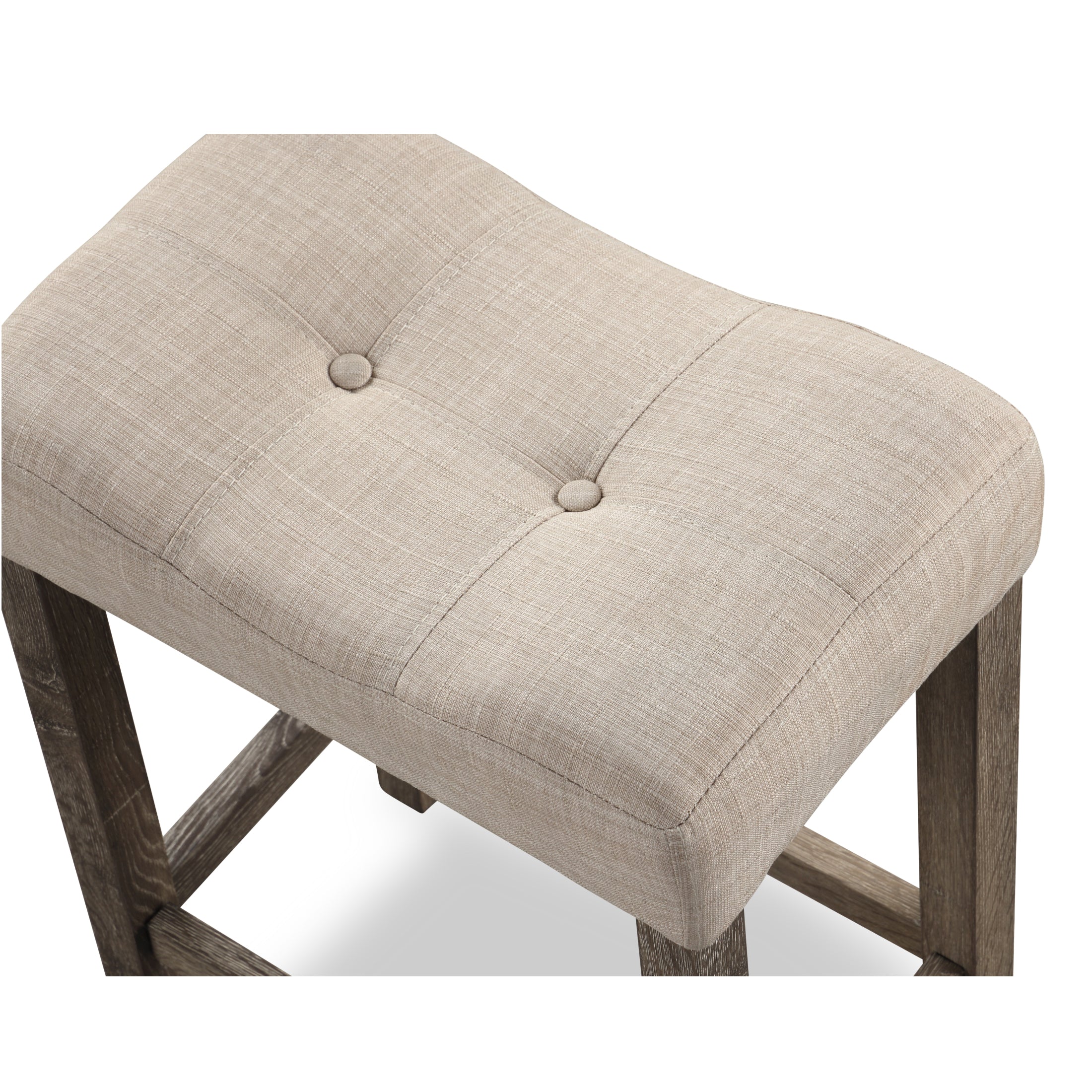 Roundhill Furniture Sora Button Tufted Counter Height Saddle Stool Set of 2 - Taupe Upholstered Bar Stools for Kitchen Island, Breakfast Nook & Home Decor