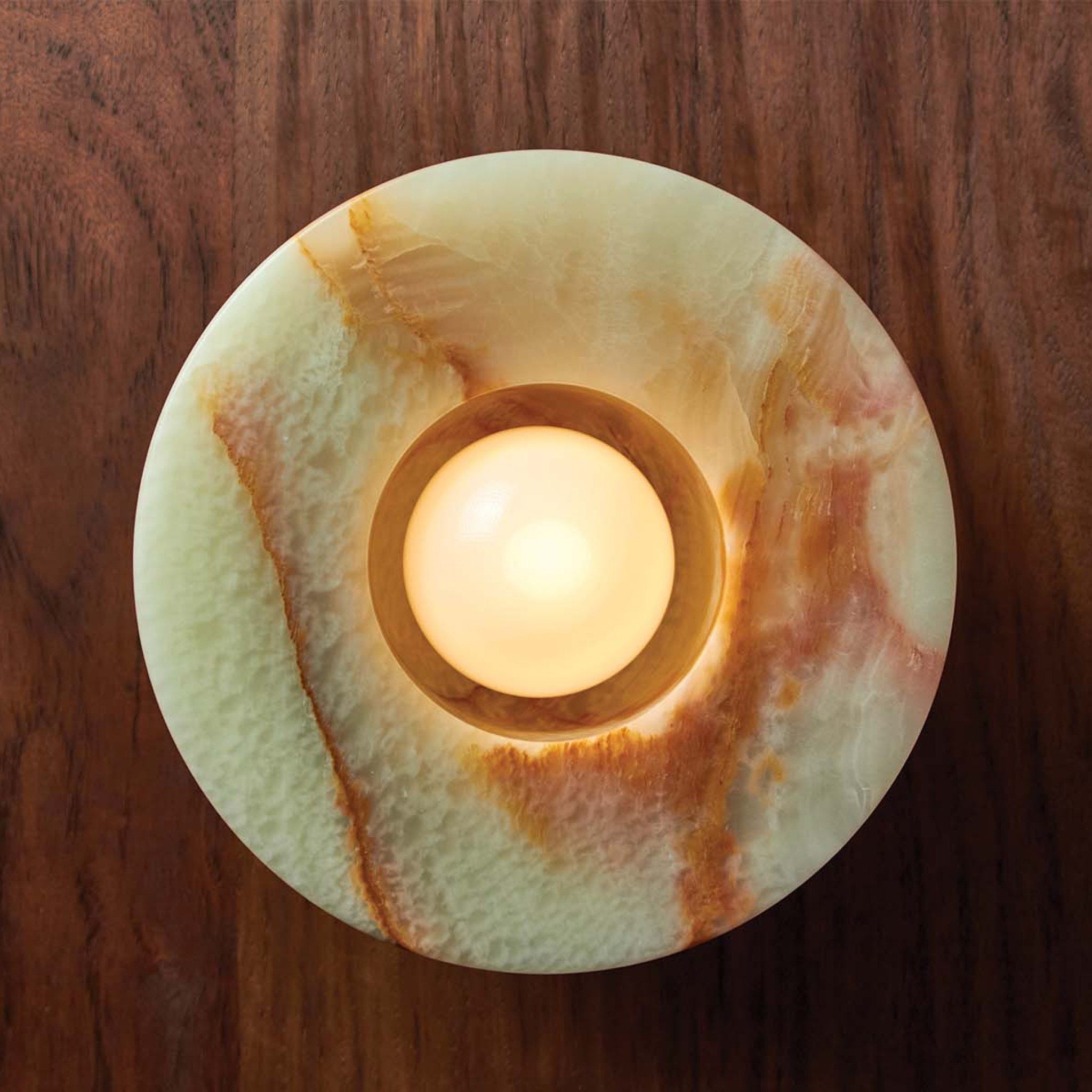 PRE ORDER MARZ DESIGNS Aurelia Surface Sconce - Jade Onyx & Brass Wall Light Fixture for Bedroom, Living Room, or Hallway Lighting