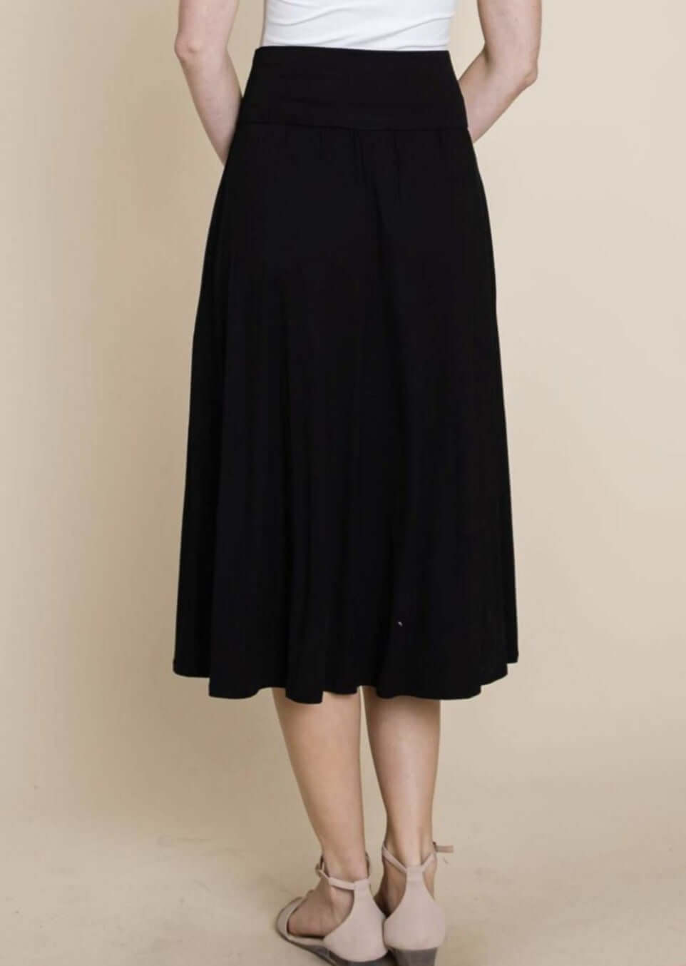 Stylish Black Midi Skirt for Women - Comfortable & Versatile USA-Made Skirt for Work, Date Night & Casual Outings