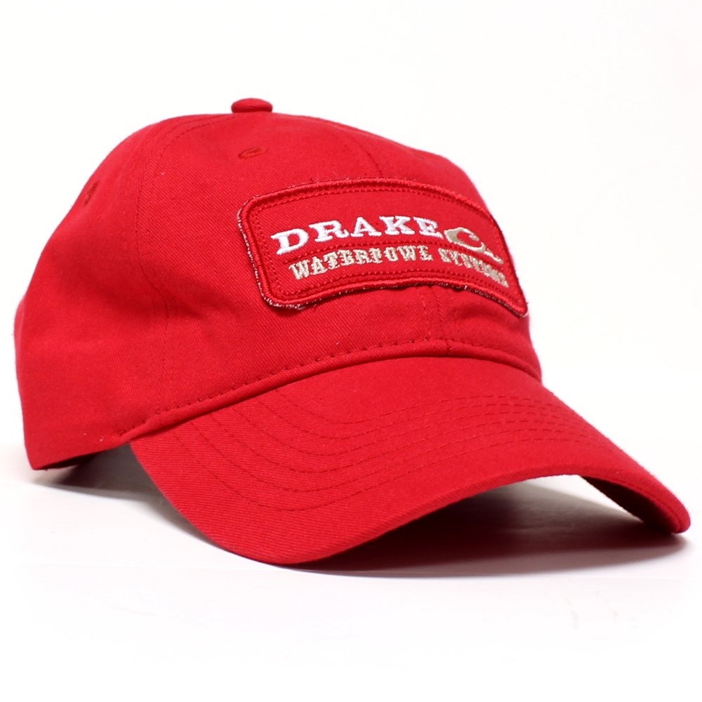 Drake Waterfowl Block Logo Baseball Cap - Adjustable Red Hunting Hat for Men | Outdoor, Fishing & Casual Wear