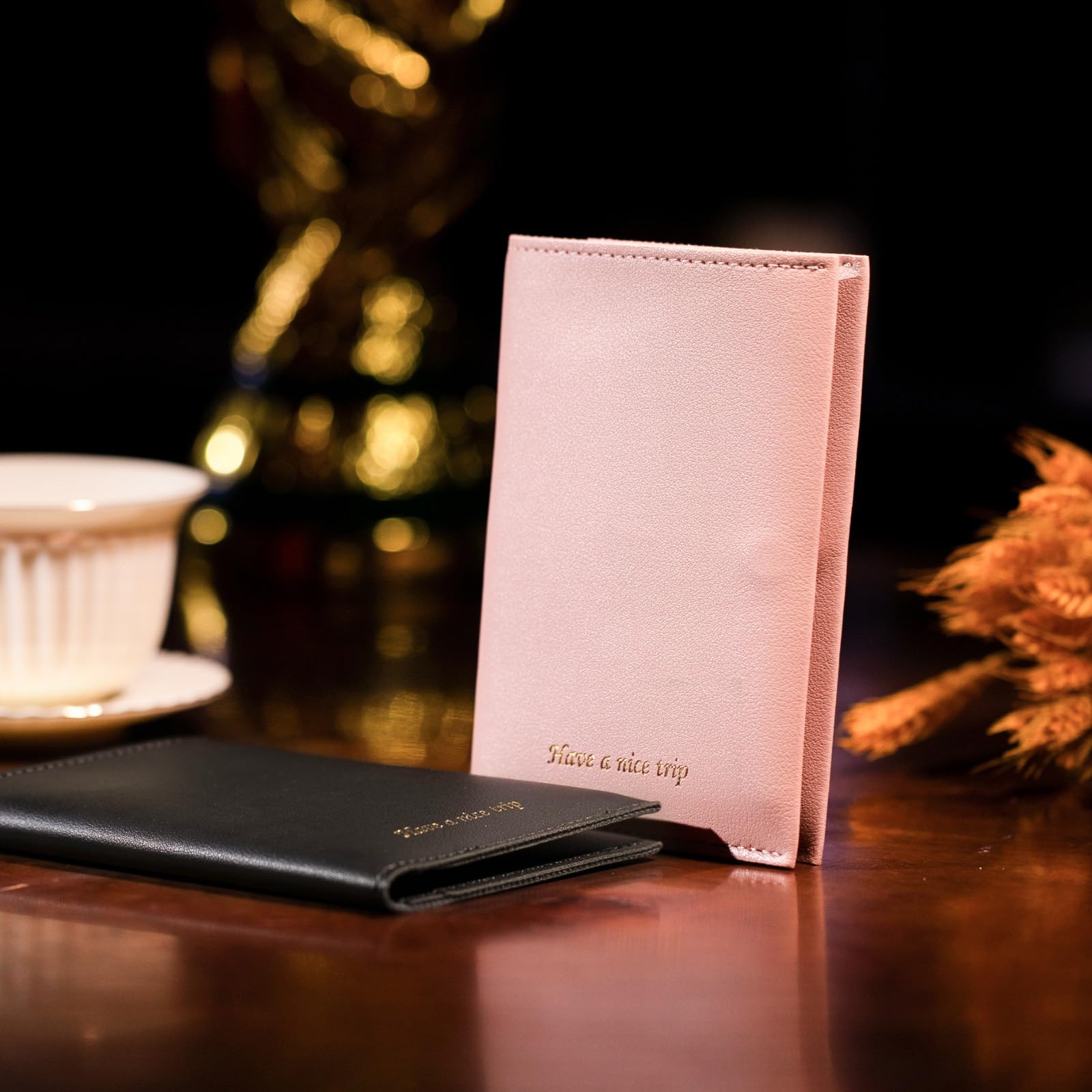 Premium RFID Blocking Passport Holder for Women & Men - Leather Travel Passport Wallet Cover with Multiple Card Slots - Ideal for Family Vacations, Business Trips & International Travel (Pink & Black)
