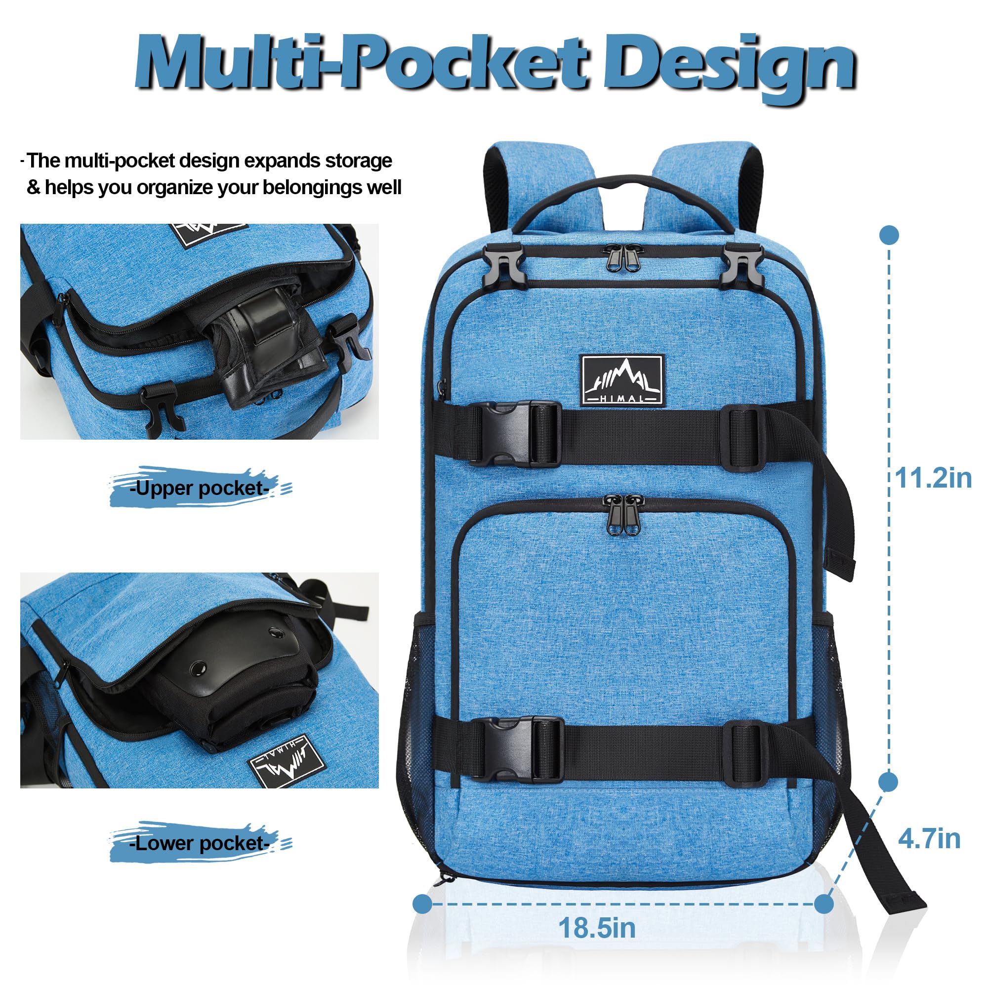 Skateboard Backpack for Men & Women - Durable Sports Backpack with Laptop Compartment - Perfect for Skateboarding, Cycling & Outdoor Adventures