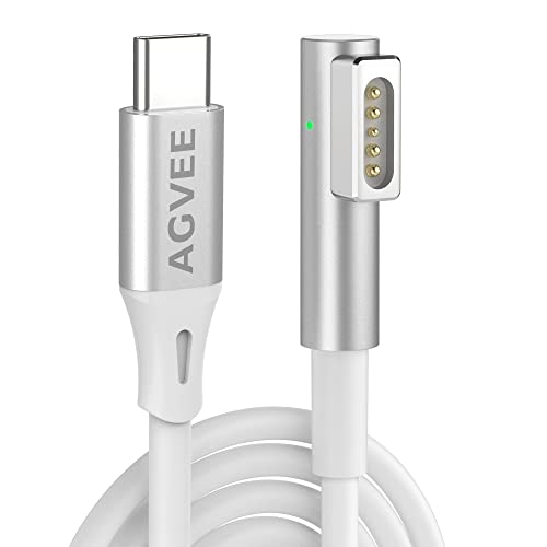 AGVEE 10ft USB-C to Magnetic L-Tip Cable - 85W PD Fast Charging Cable for MacBook Pro/Air (2006-2012) - Silver | Replacement L-Head Charger Converter | Perfect for Home, Office & Travel Charging