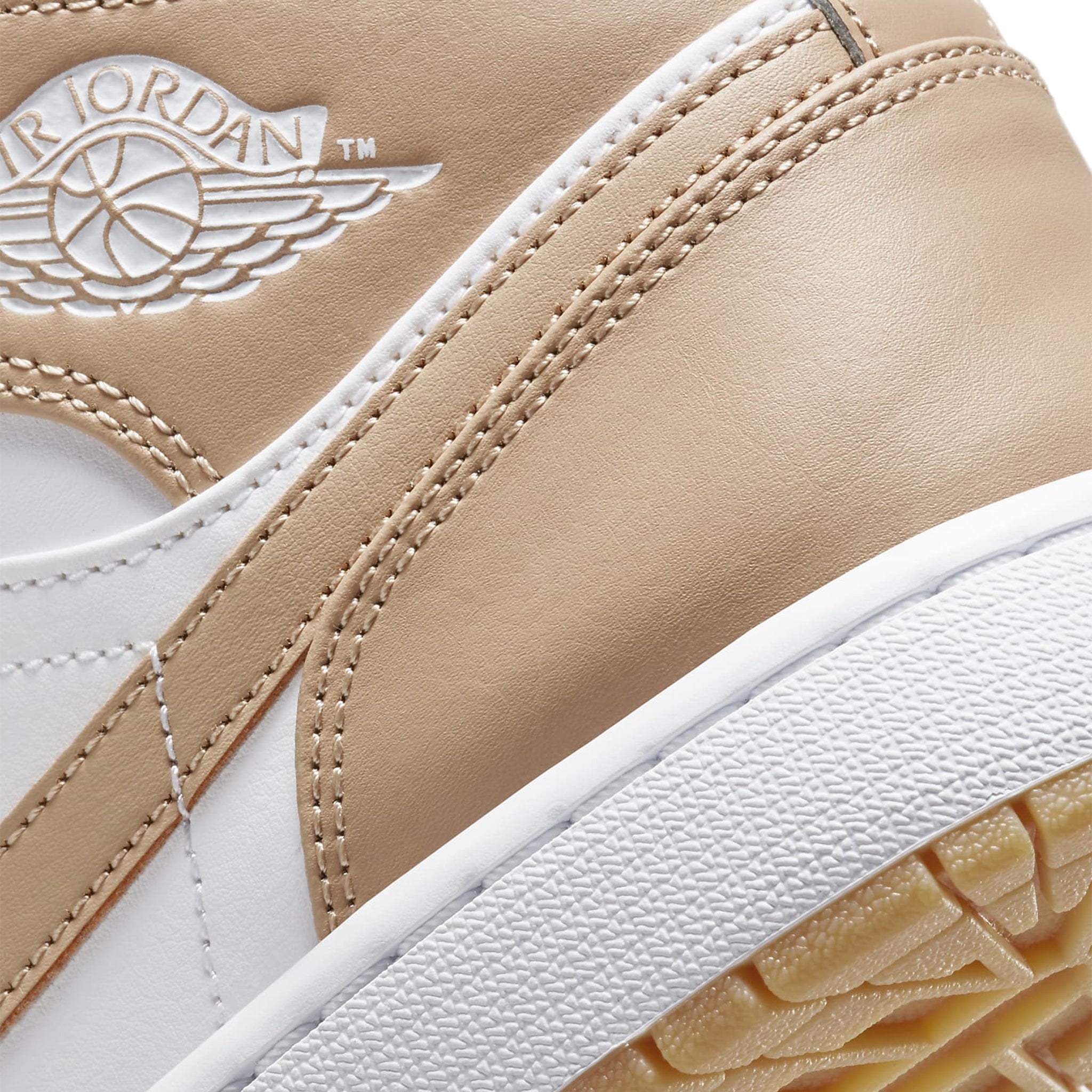 Air Jordan 1 Mid Sneakers - Tan Gum Sole Basketball Shoes for Men | Casual Wear & Street Style Fashion