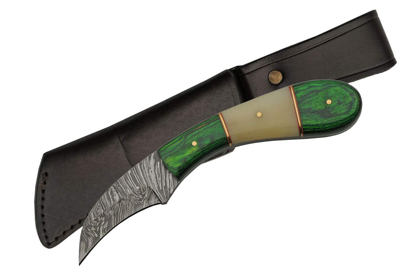 SZCO SUPPLIES 7 Inch Green Wood and Bone Handle Hunting Knife - Outdoor Survival, Camping, Bushcraft, and Skinning Tool
