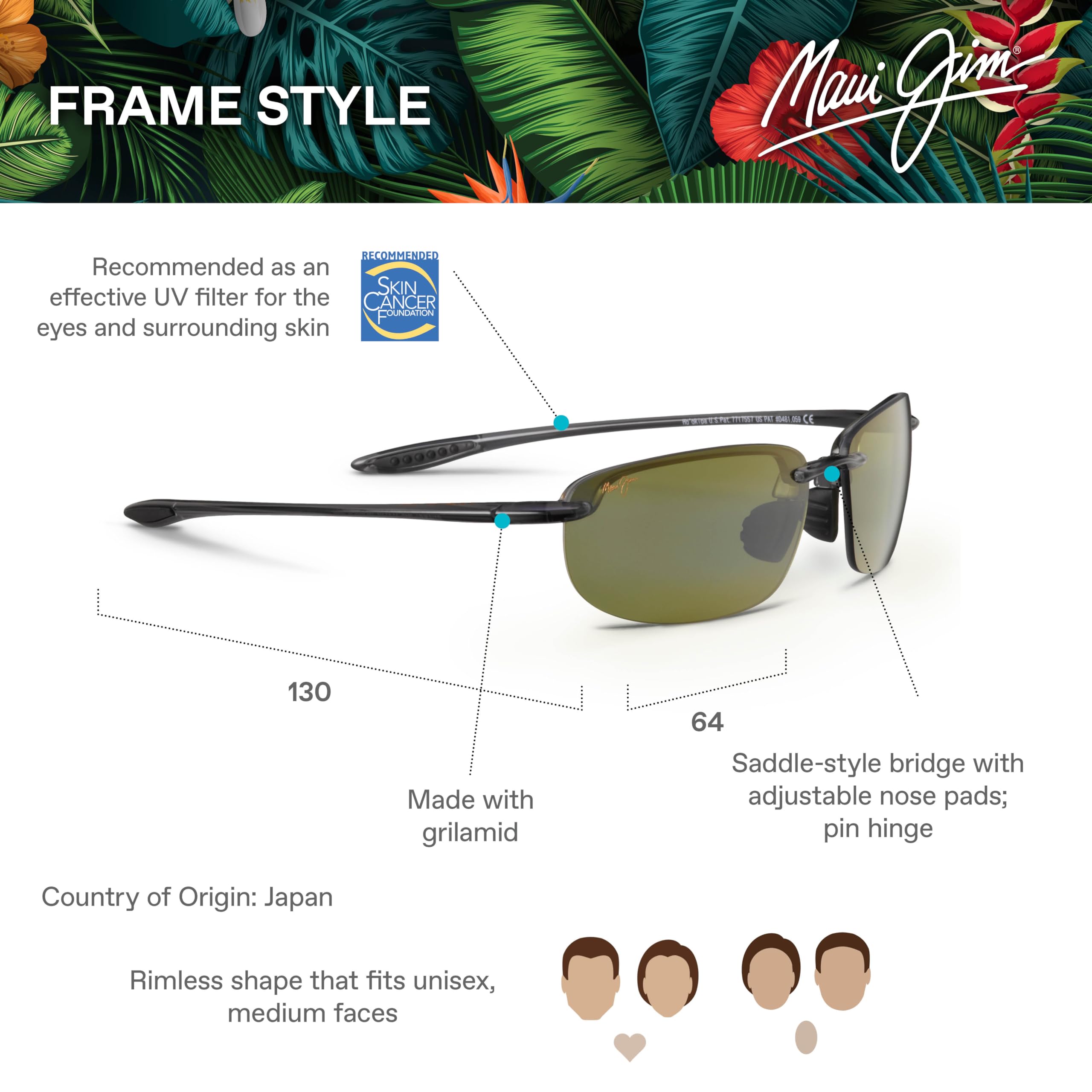 Maui Jim Hookipa Polarized Rimless Reading Sunglasses for Men & Women - UV Protection, Lightweight & Stylish for Driving, Beach & Outdoor Activities