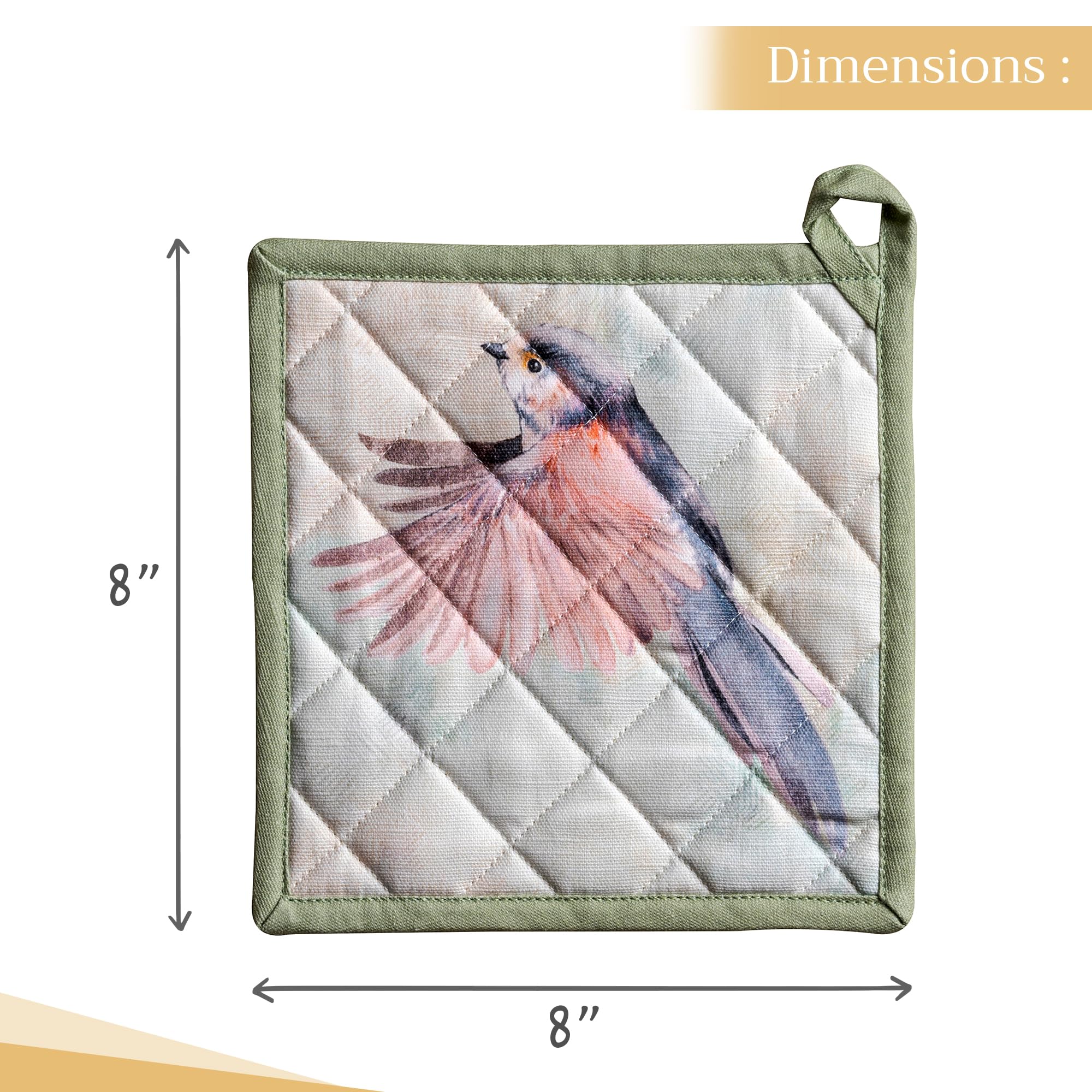 Premium 100% Cotton Pot Holders Set of 2 - 8
