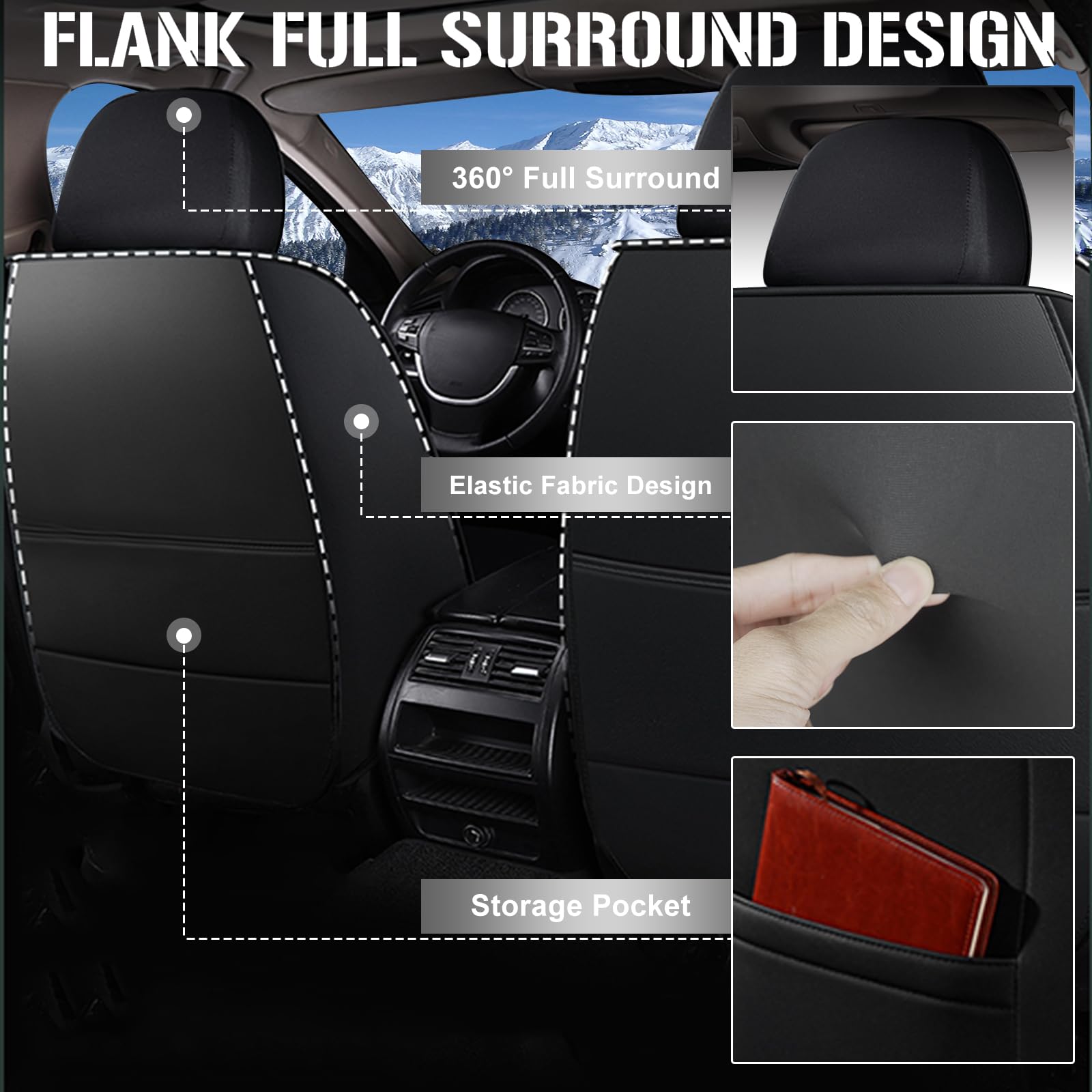 TTX LIGHTING Breathable Car Seat Covers for Jeep Gladiator 2020-2025 - Premium Leather & Ice Silk Material, Waterproof Front Seat Protectors (Black) | Perfect for Off-Road Adventures & Daily Commutes