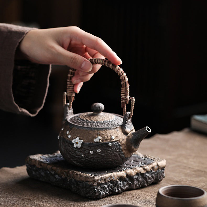 Japanese Handmade Iron Glazed Teapot - Traditional Cast Iron Kyusu for Green Tea, Matcha & Herbal Brewing - Perfect for Tea Ceremonies, Home Use & Gifts