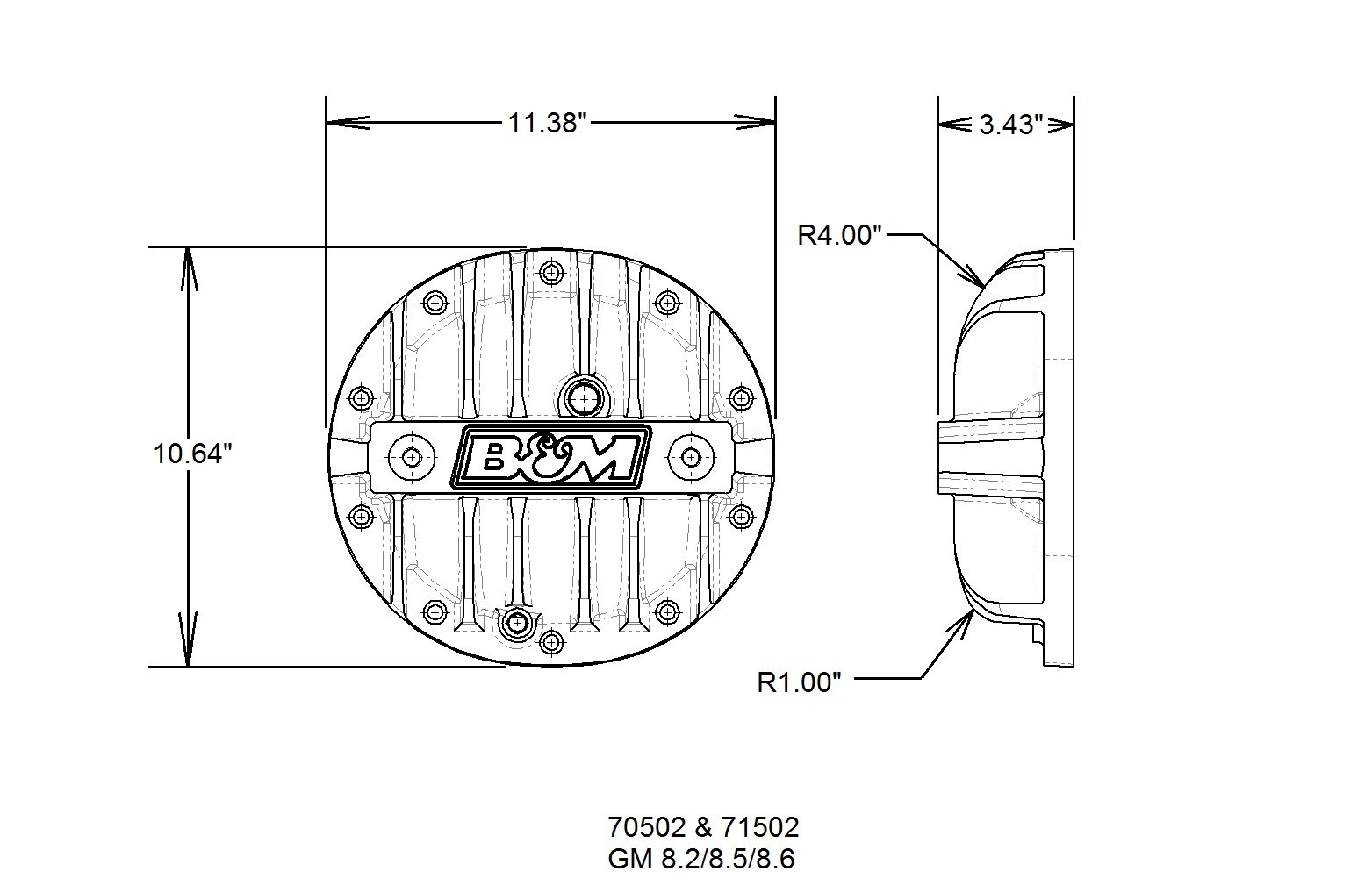 B&M 70502 Heavy Duty Differential Cover for Chevrolet Silverado, GMC Sierra - High Performance & Leak-Proof Protection for Off-Roading, Towing & Daily Driving
