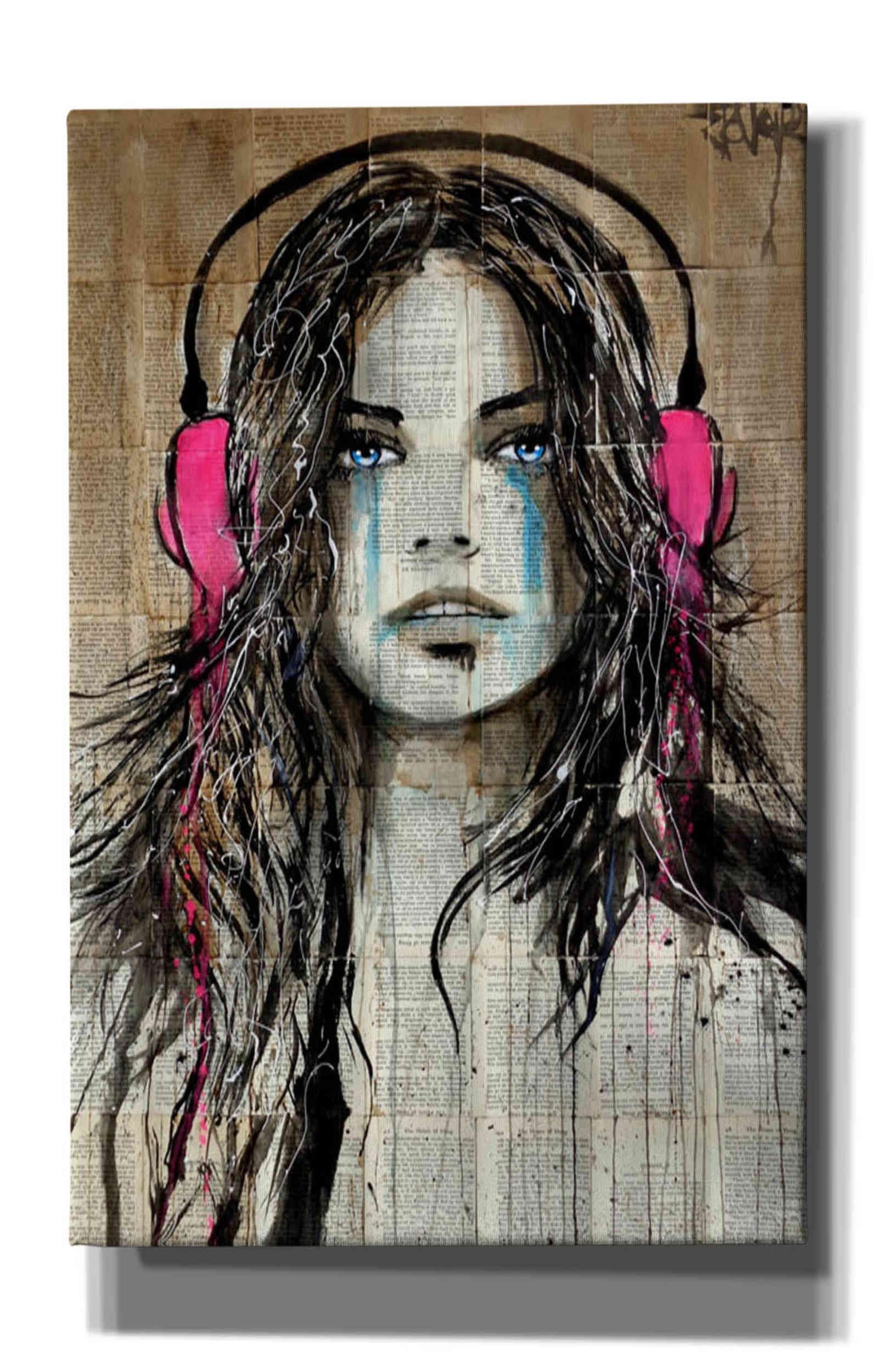 Loui Jover 'Wired for Sound' Canvas Wall Art Print - 26x40 Inches Modern Home Decor for Living Room, Bedroom & Office