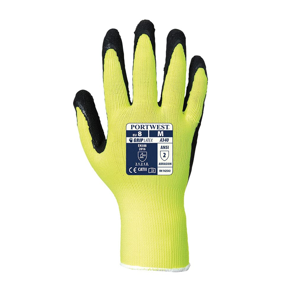 Portwest Hi-Vis Grip Glove - ANSI 105 Certified, XXL Size - Enhanced Safety & Durability for Construction, Warehouse, and Heavy-Duty Work