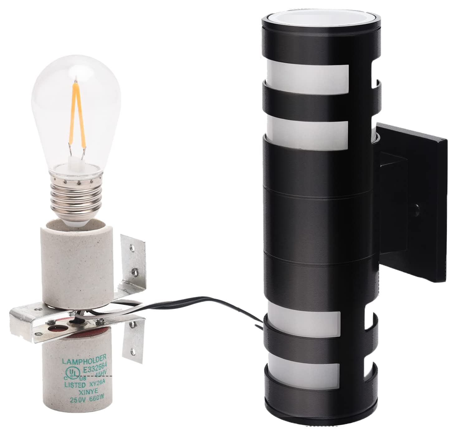 JACKYLED Outdoor Wall Sconce - Waterproof Black Wall Light Fixture (2 Pack) - ETL Certified for Porch, Patio & Garden - Perfect for Entryway Lighting and Backyard Ambience