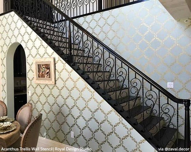 Acanthus Trellis Wall Stencil - Reusable DIY Decorative Painting Template for Home & Garden Décor | Perfect for Walls, Furniture, and Fabric Projects