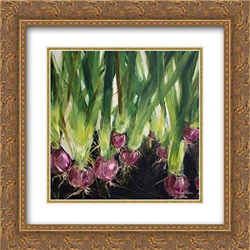 Lyons Melissa 15x15 Gold Ornate Framed Double Matted Museum Art Print - Red Onions Painting - Perfect for Living Room, Dining Room & Office Wall Decor