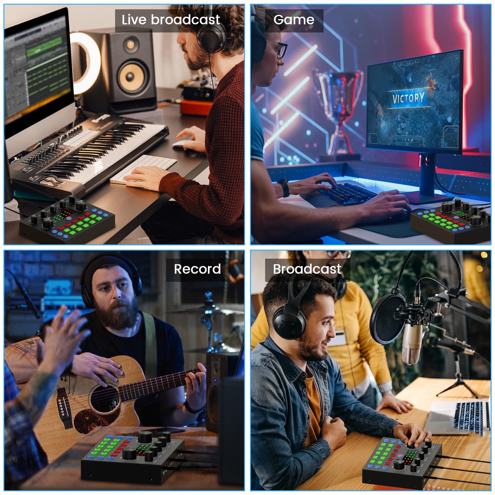 Professional Podcast Equipment Bundle for 2 - Audio Interface with Voice Changer, Condenser Mics for Gamers & Streamers - All-in-One Audio Mixer for Live Streaming, YouTube, Singing & Gaming - Perfect for Home Studios & Content Creation
