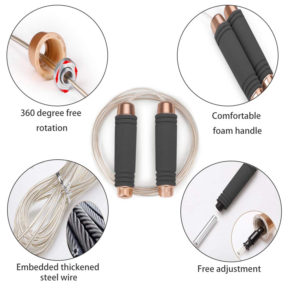 1LB Tangle-Free Speed Jump Rope with Ball Bearings & Memory Foam Handles - Adjustable Skipping Rope for Men, Women & Kids - Perfect for Crossfit Training, Boxing, Cardio Workouts & Home Fitness