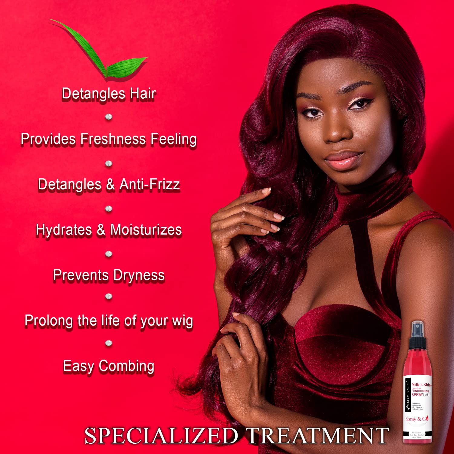 Silk & Shine Leave-In Conditioner Spray - pH Balanced 5.0 for Hair Detangling & Moisture, Anti-Frizz Treatment with UV Protection & Long-Lasting Fresh Scent (7 fl oz) - Perfect for Damaged, Dry Hair & Heat Styling Protection