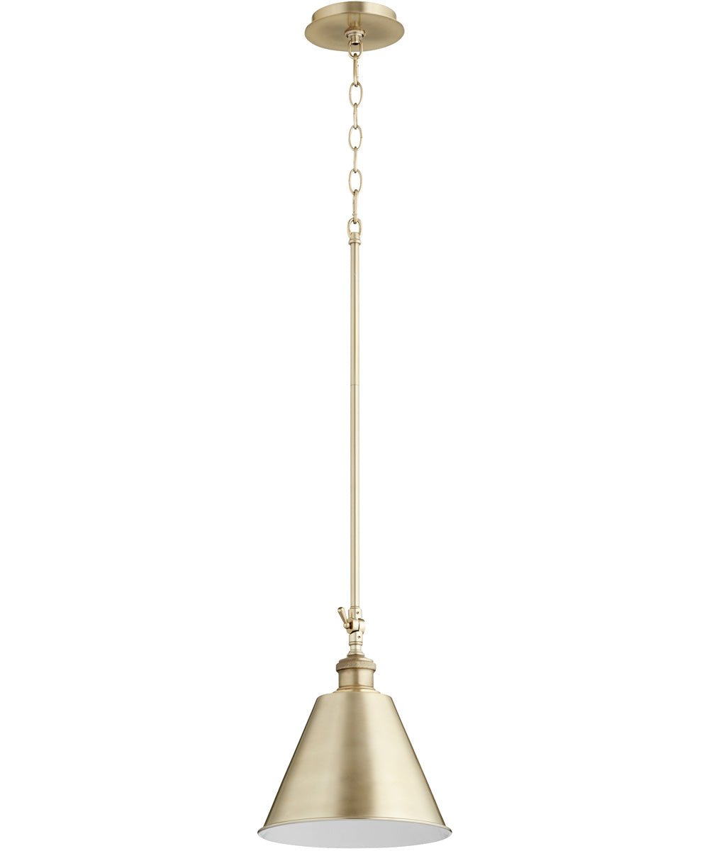 10W Single Light Pendant Fixture in Aged Brass - Perfect for Kitchen Island, Dining Room, and Entryway Lighting