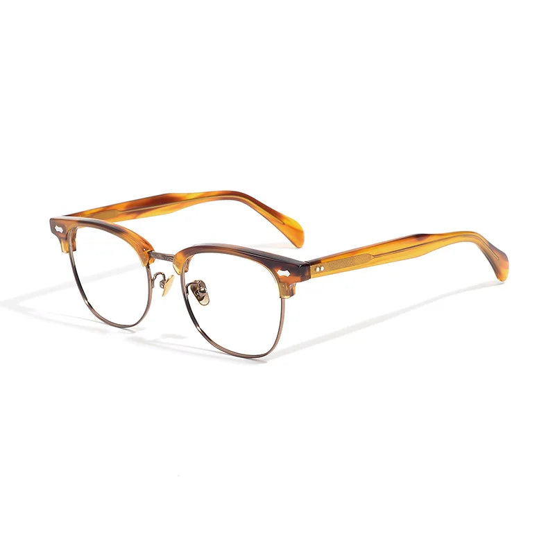 Stylish Unisex Black Titanium Acetate Square Eyeglasses Frame 49010 - Perfect for Work, Reading & Fashion Accessories