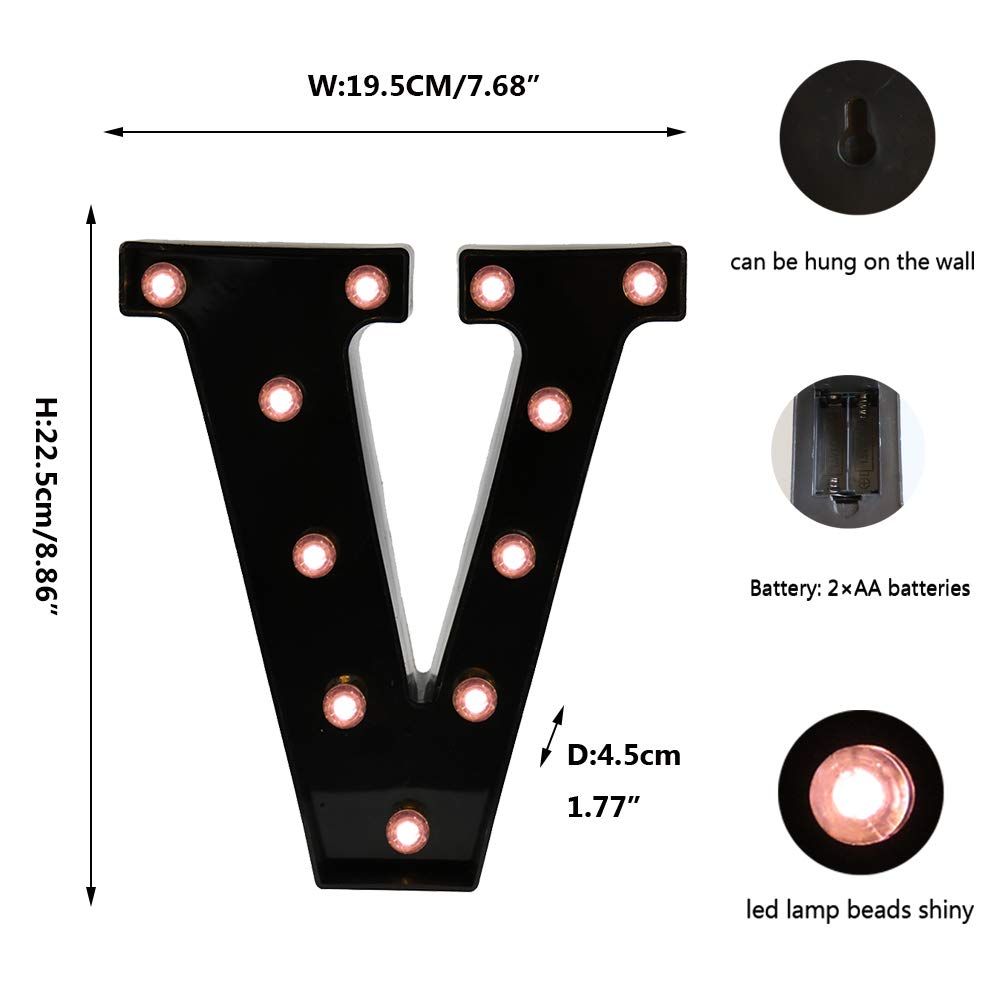 LED Marquee Letter Lights - Black Alphabet & Number Signs with Bright Illumination for Home, Bar, Christmas, Birthday, Wedding Decor - Perfect for Night Lighting and Party Decorations