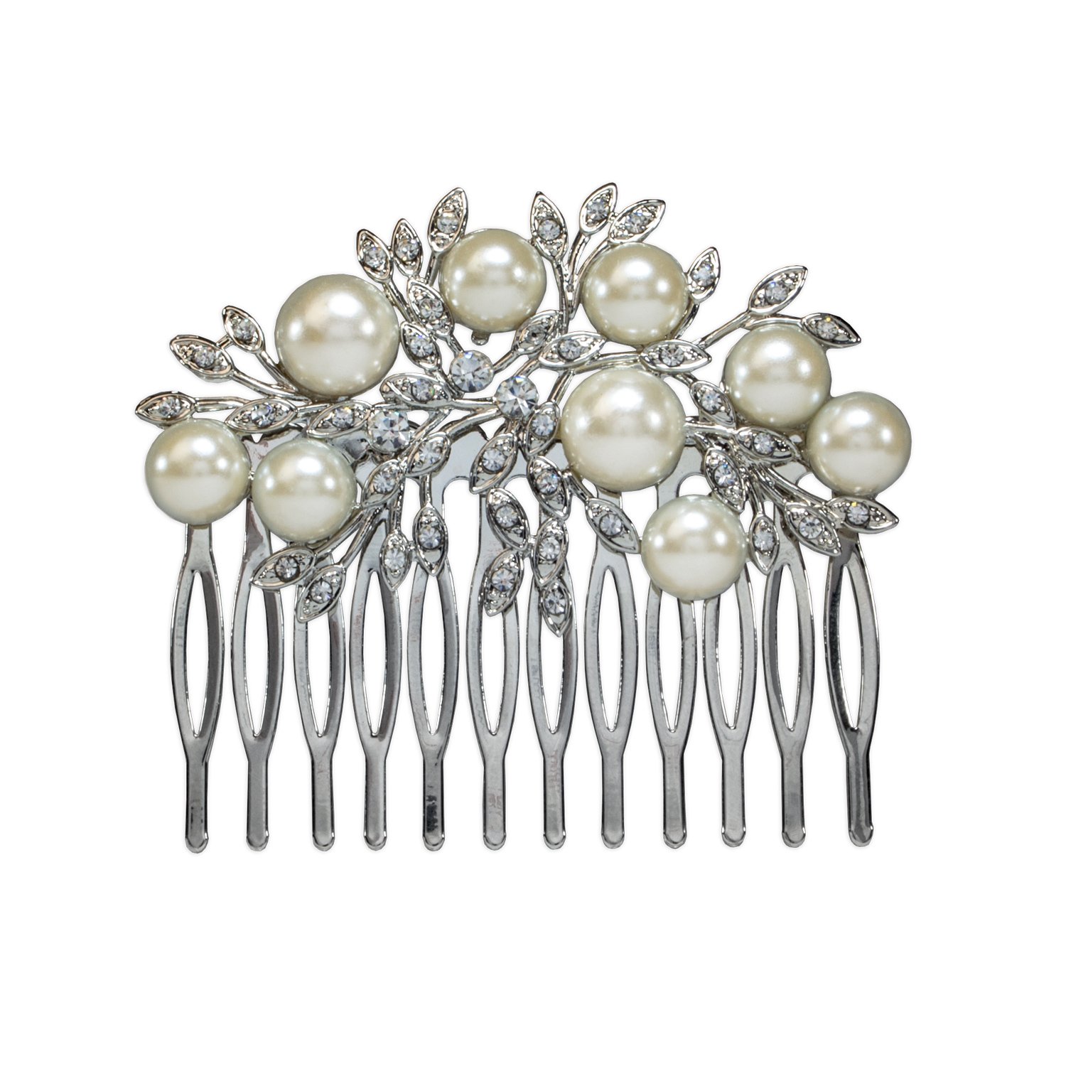 Elegant Pearl Beaded Silver Bridal Hair Comb for Weddings - Perfect Bridesmaid & Bride Hair Accessories for Special Occasions