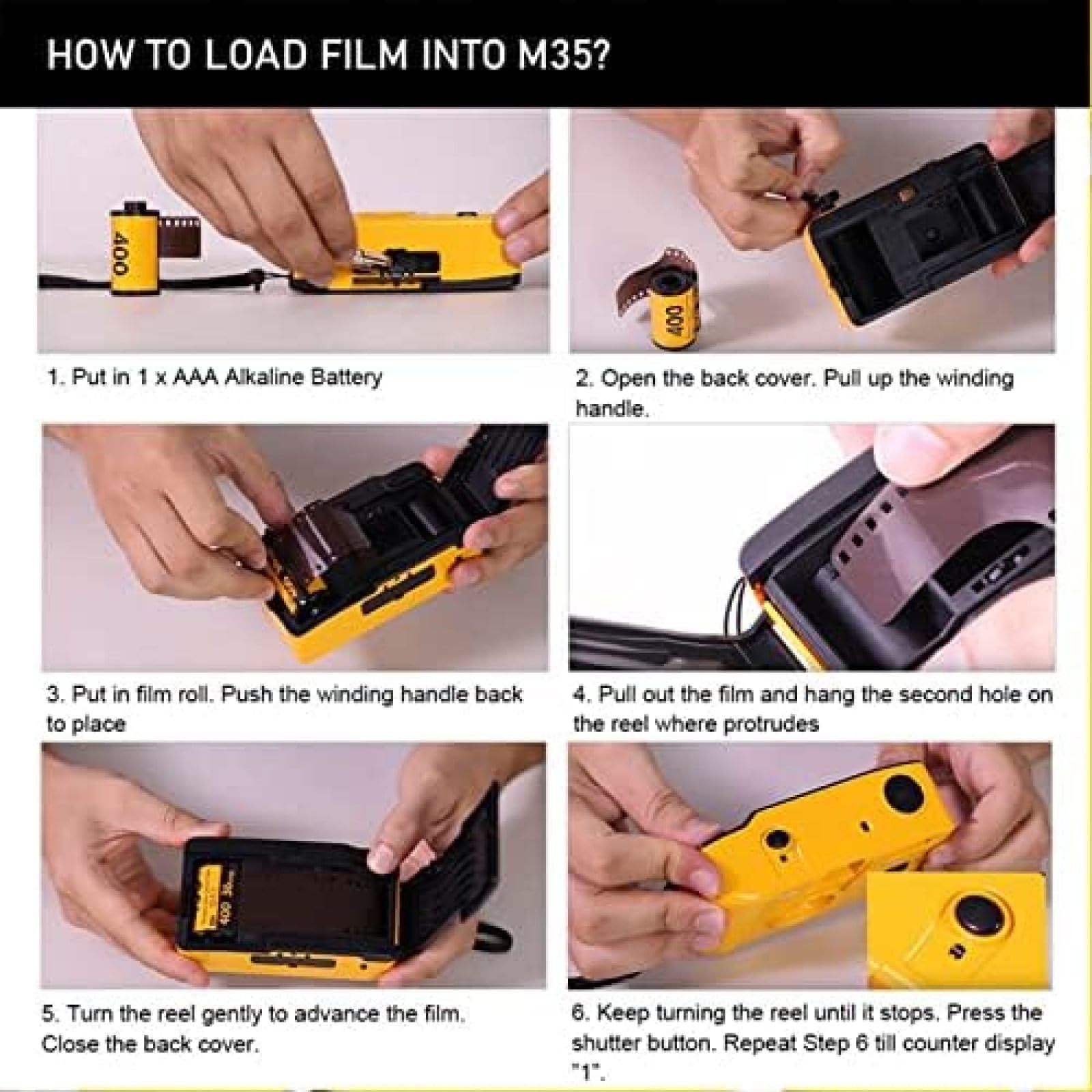 Retro 35mm Disposable Film Camera - Vintage One-Time Use Manual Optical Camera with Flash | Perfect for Parties, Travel & Kids Gifts (Yellow)