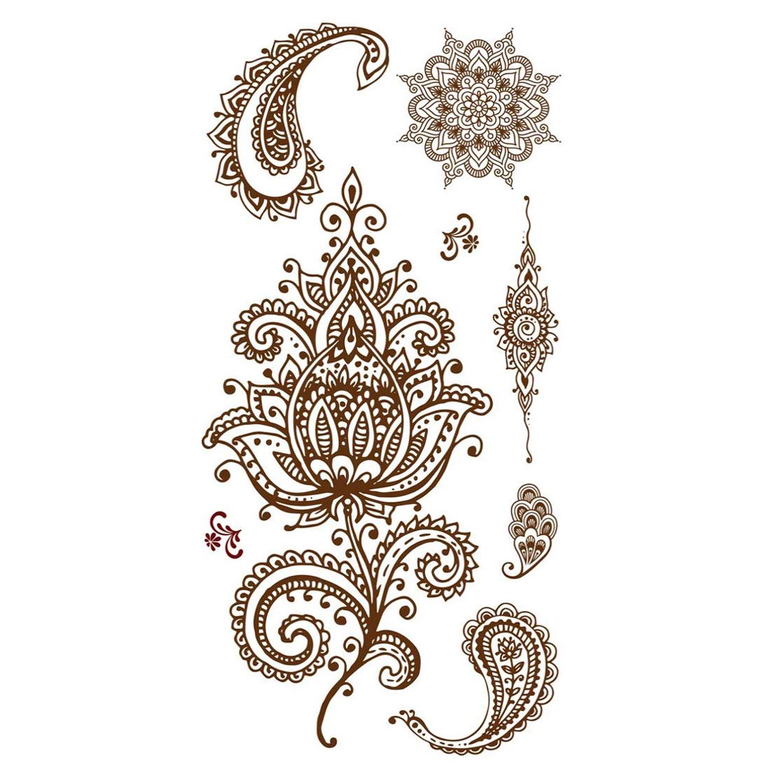 Voorkoms® Waterproof Temporary Mehndi Tattoo Stickers - Long Lasting Henna Body Art for Hands, Arms & Feet - Perfect for Festivals, Weddings & Parties