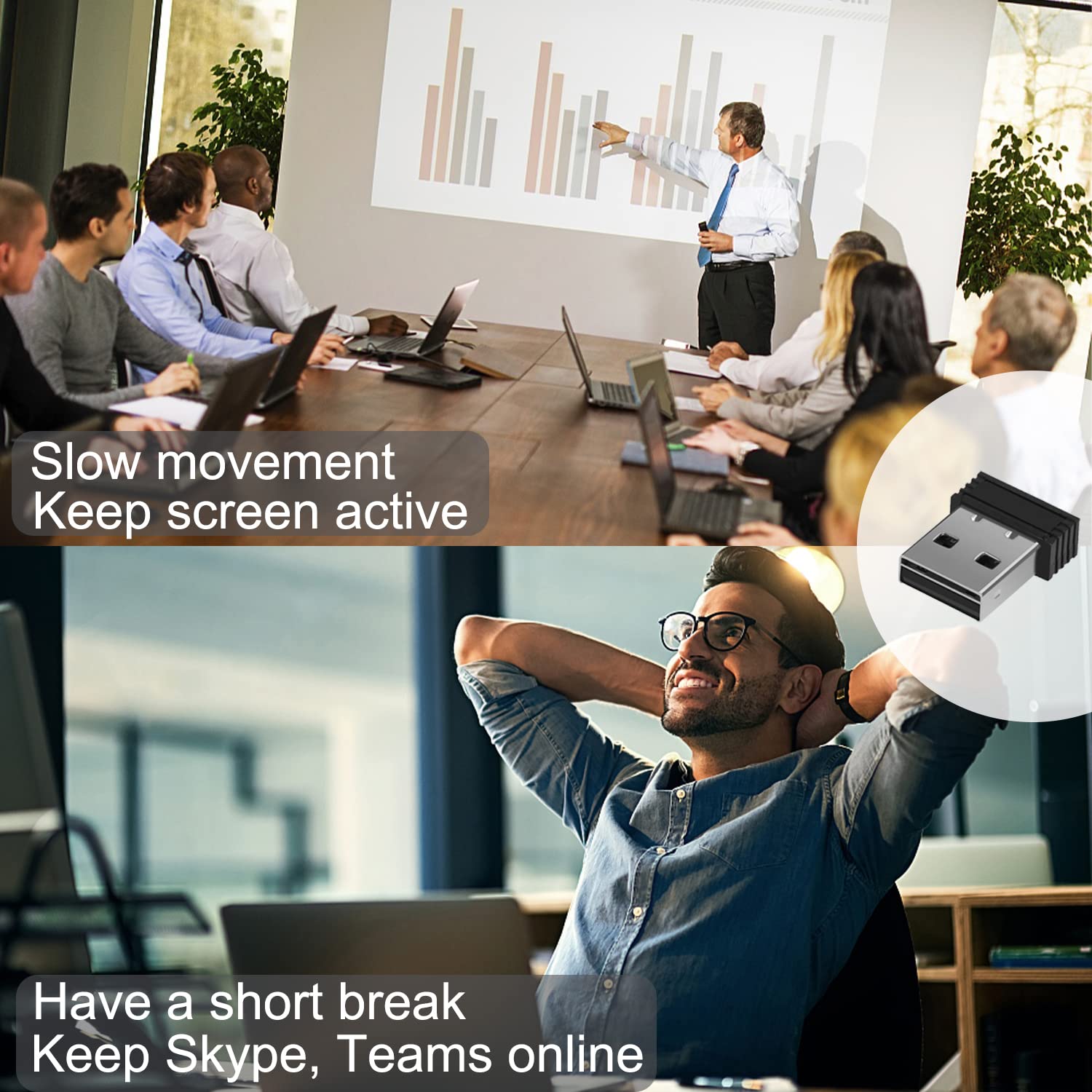 Undetectable USB Mouse Jiggler - Plug-and-Play Mouse Mover for Laptops & Computers, Simulates Mouse Movement to Prevent Sleep/Lock Mode, Ideal for Remote Work, Presentations, and Extended Screen Time