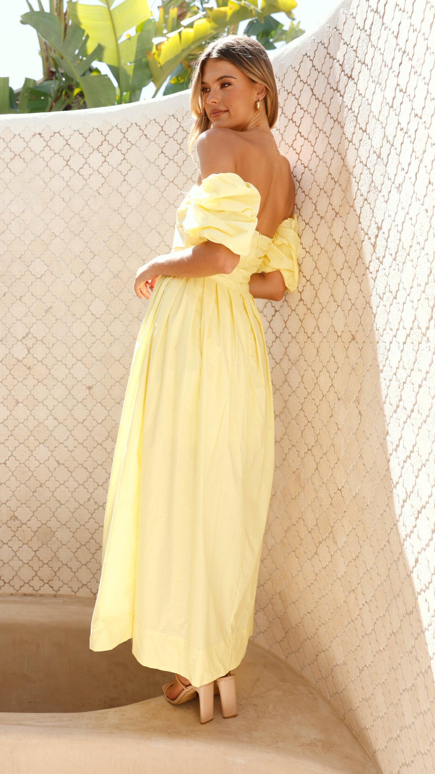 Caelius Women's Midi Dress - Flowy Lemon Yellow Summer Dress for Casual Outings & Beach Vacations