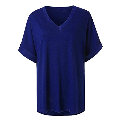 FMCHICO Women's Casual V-Neck Short Sleeve T-Shirt - Loose Fit Summer Tunic Top for Everyday Wear, Beach Outings & Vacation Style