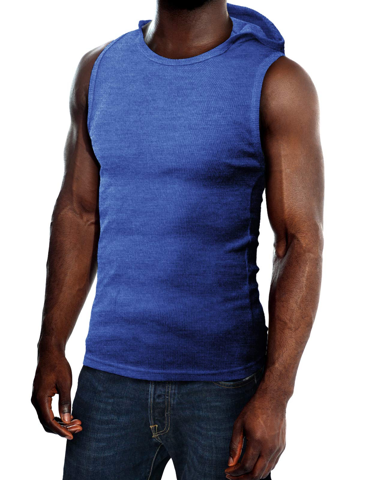 H2H Men's Slim Fit Hoodie Tank Top - Sleeveless Gym Workout Shirt for Running & Training | Breathable Casual Athletic Wear for Men