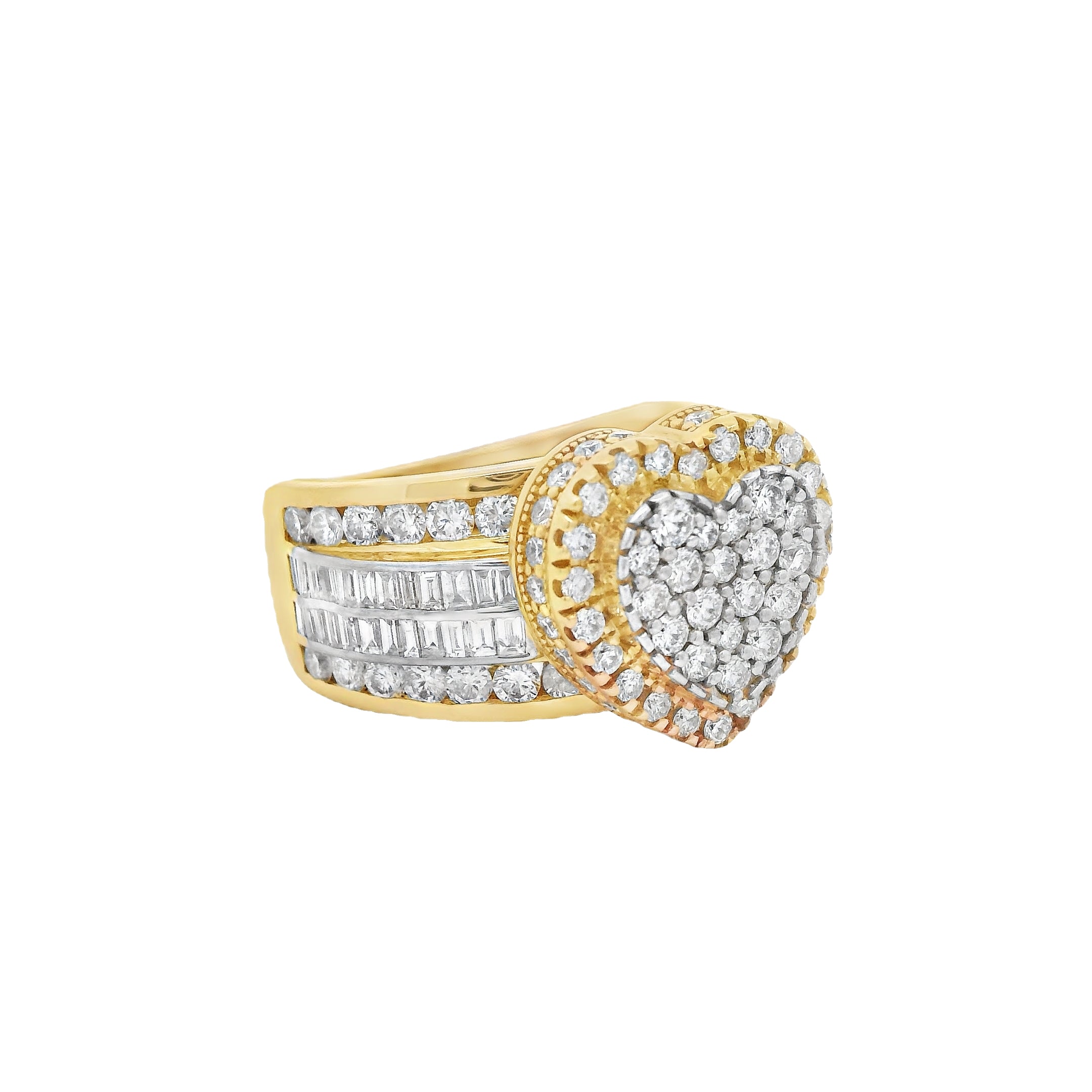 14K Gold Heart Baguette Diamond Ring for Women - Elegant Valentine's Gift, Anniversary Jewelry - Perfect for Romantic Dates, Proposals & Special Occasions