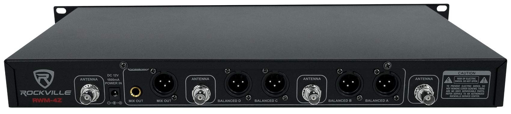 Rockville RWM-4Z 20-Channel UHF Wireless Microphone System with 4 Handheld/Headset Mics - Professional Audio for Karaoke, Church, Live Performances & Events (Black)