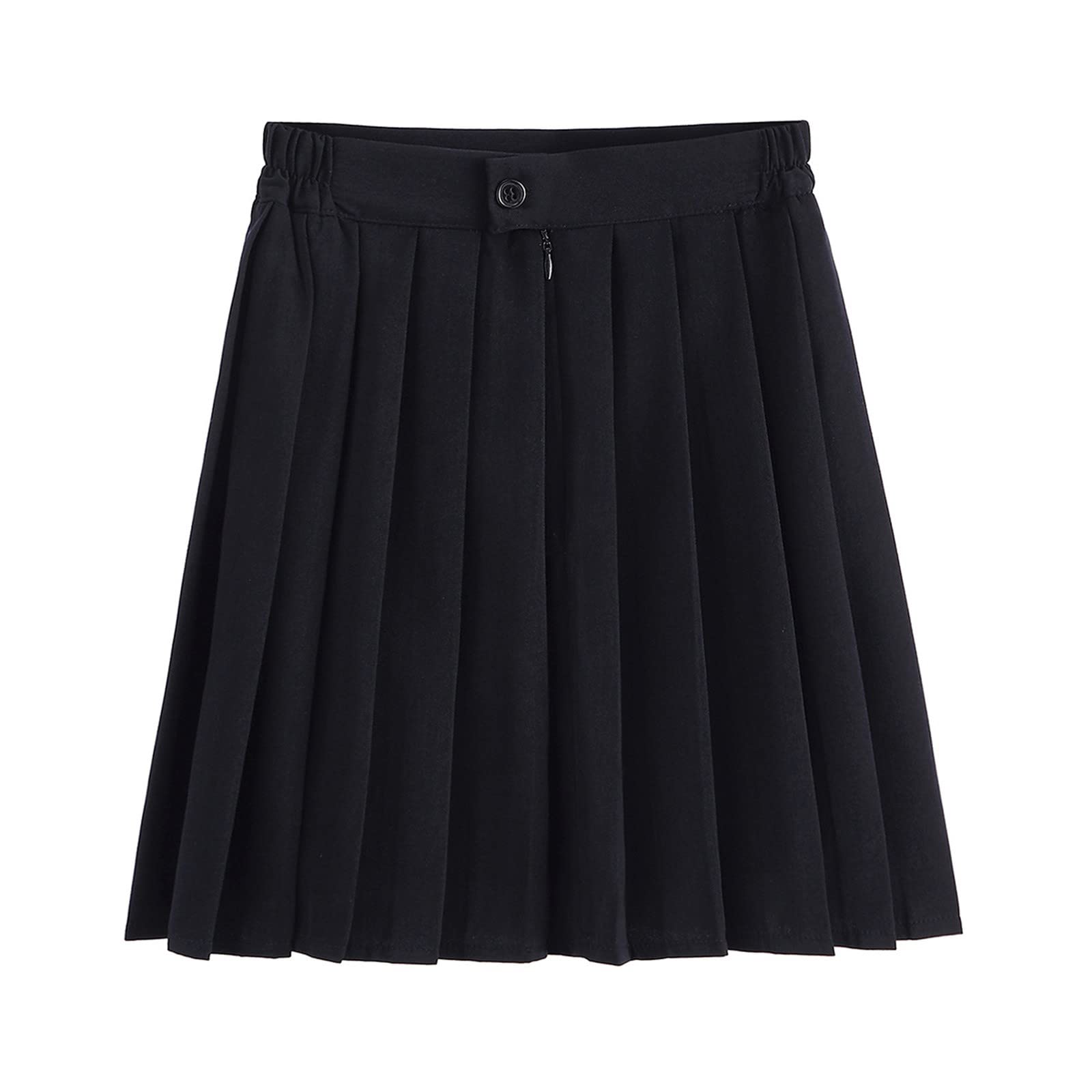 Women's Stretchy Flared Pleated Skirt - High Waist A-Line Skirt for School, Tennis, Casual Wear - Fashion Solid Color Skirt for Women & Girls