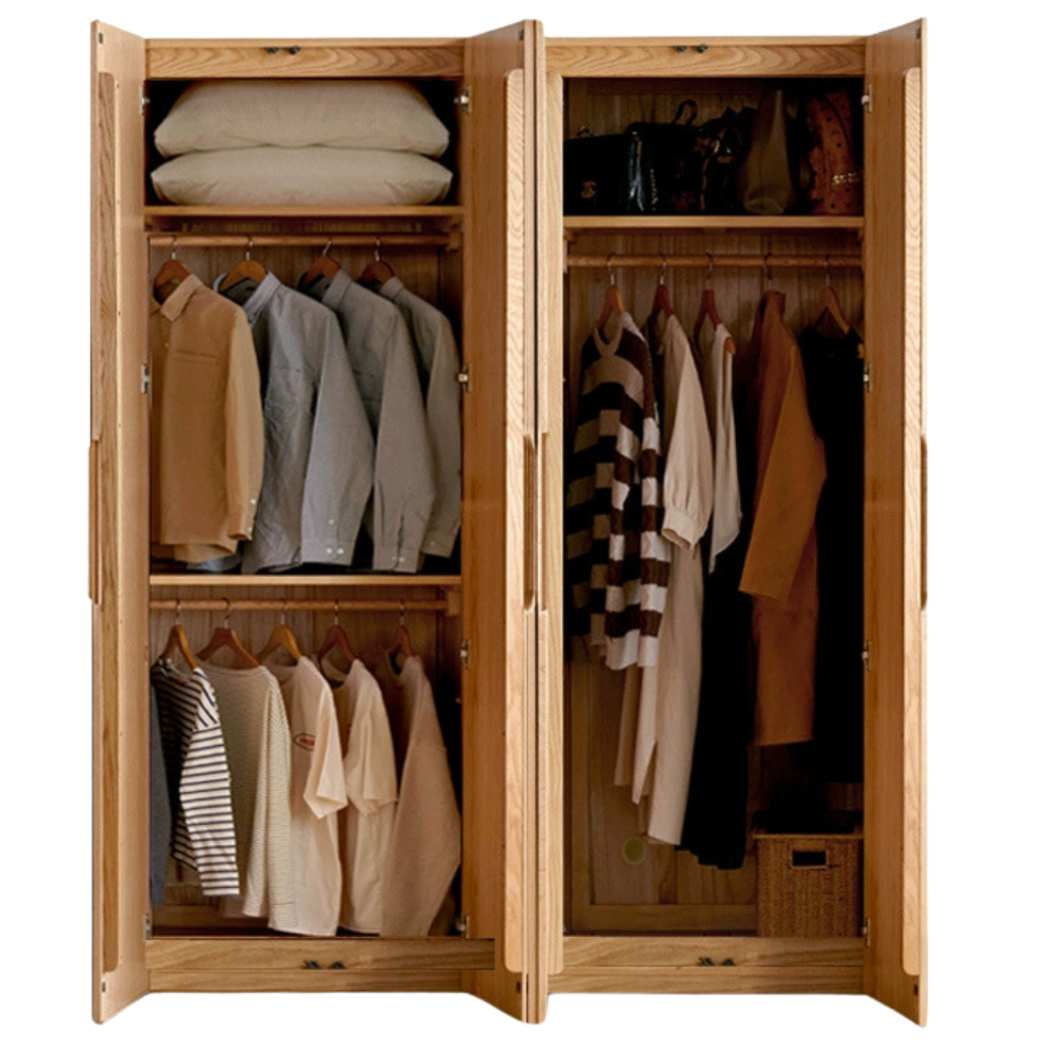 Solid Oak Wood Wardrobe - Premium Quality, Spacious Storage for Bedroom, Closet & Home Organization